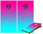 Cornhole Game Board Vinyl Skin Wrap Kit - Smooth Fades Neon Teal Hot Pink fits 24x48 game boards (GAMEBOARDS NOT INCLUDED)