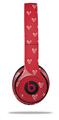 Skin Decal Wrap compatible with Beats Solo 2 WIRED Headphones Hearts Red On White (HEADPHONES NOT INCLUDED)
