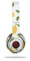 Skin Decal Wrap compatible with Beats Solo 2 WIRED Headphones Lemon Leaves White (HEADPHONES NOT INCLUDED)