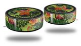Skin Wrap Decal Set 2 Pack for Amazon Echo Dot 2 - Famingos and Flowers Sage Green (2nd Generation ONLY - Echo NOT INCLUDED)