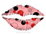 Lots of Dots Red on Pink - Kissing Lips Fabric Wall Skin Decal measures 24x15 inches